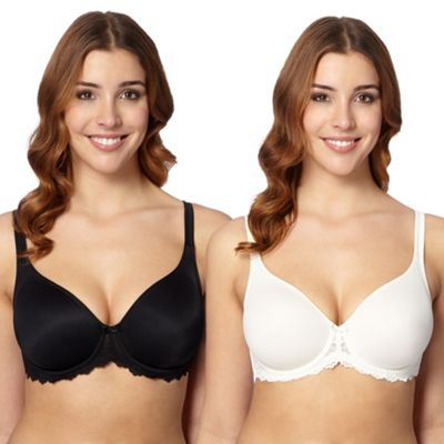 Gorgeous DD+ Pack of two black and white D-H non-padded t-shirt bras